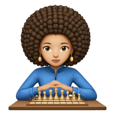 black girl with afro playing chess sticker