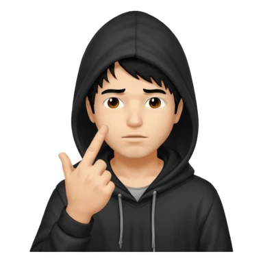 Moreno greñudo con capucha cuba la cara para el dedo del medio hombre pelo negro sticker