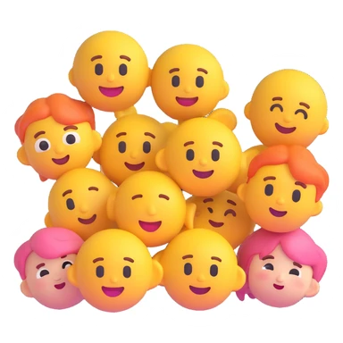 BTS K-pop group as cute 3D emoji characters, each member with playful expressions, pastel background sticker