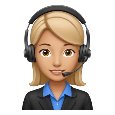 female phone support agent, headset, friendly sticker