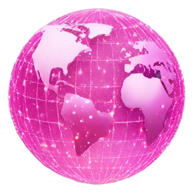 Pink and light pink, sparkly connected fiber optic, network, world globe   sticker