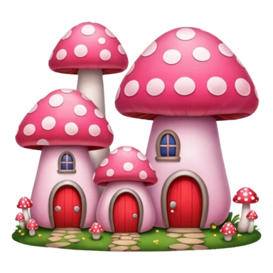 pink mushroom houses sticker