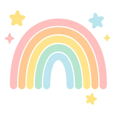 lesbian rainbow with sparkles, playful and cute, no text sticker