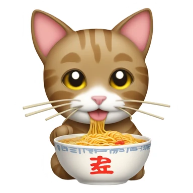 Cat eating ramen sticker
