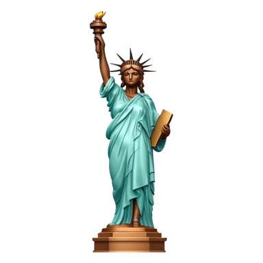 Cinematic Realistic Statue of Liberty Landmark Emoji, depicted with the iconic, majestic statue set against a clear sky rendered with detailed textures and dramatic, symbolic lighting. sticker