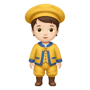 brunette baby boy traditional yellow dutch clothes sticker