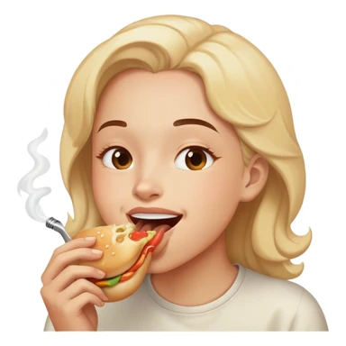 Happy face inhaling food sticker