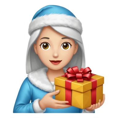 Una persona mayor recibiendo un regalo plateado sticker