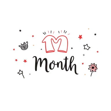 A cute pastel celebration design with sparkles and hearts, featuring "1 Month" in elegant handwriting, surrounded by friendship symbols like stars, pinky promise hands, smiling faces, and flowers. Warm and magical like a scrapbook memory collage for celebrating friendship. sticker