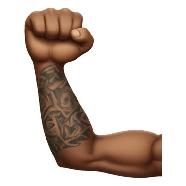 Flexing brown arm with tattoo sleeve sticker