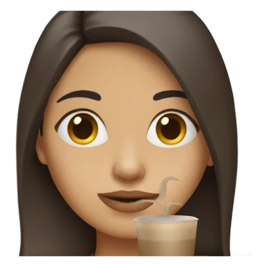 girl with dark long hair drinks her latte sticker