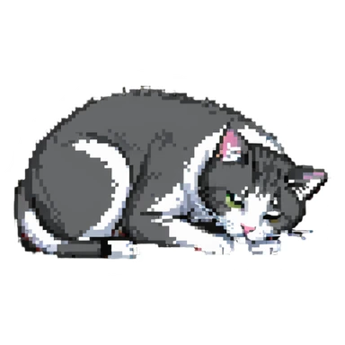 Cat sleeping in a small cat bed sticker
