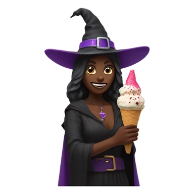 witch eating ice cream in desert sticker