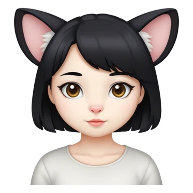 black hair girl with Chinchilla whitecat sticker