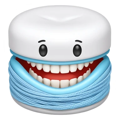 Round of white thread dental floss sticker