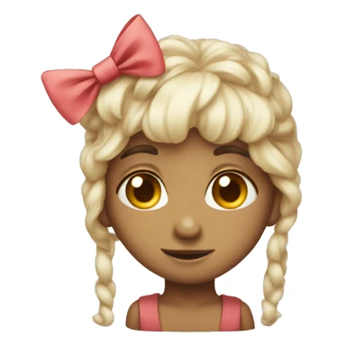 blushing emoji with bow sticker