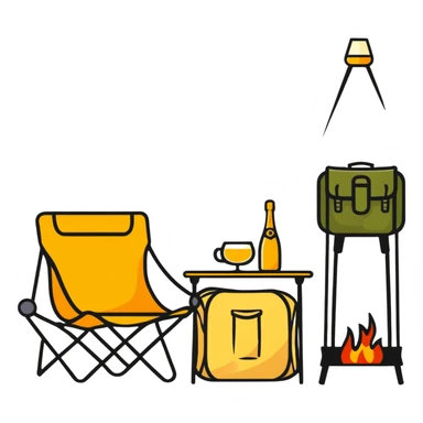 exquisite camping with champagne and fancy camping furniture sticker