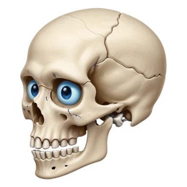 a bone head structure with lone jawline blue eyes total bones appear  sticker