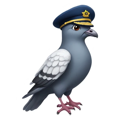 pigeon with a flight captain hat sticker
