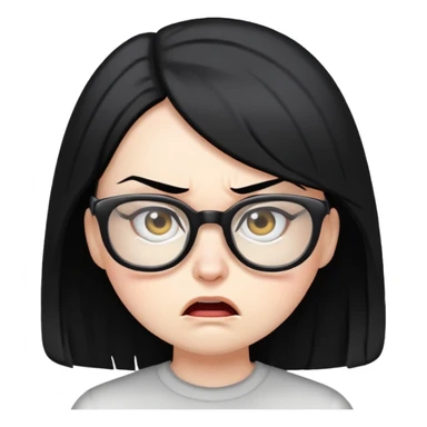 woman black hair glasses mad sticker