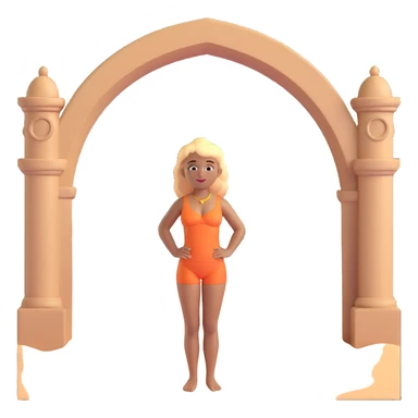 blonde woman with light brown skin, with the Atalaia Beach arches (Aracaju-SE, Brazil) in the background sticker