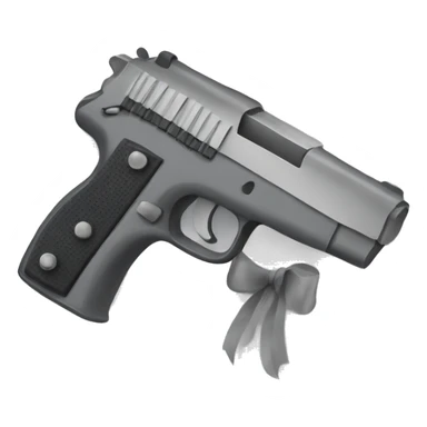grey pistol with a grey ribbon sticker