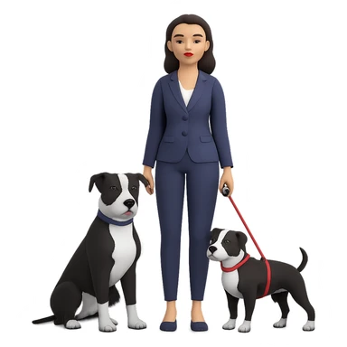 Make the pitbull black and white while keeping the woman and the overall style the same. Remove the background. sticker