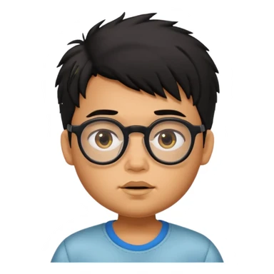 generate a pretty bratz boy with spectacles on, slightly fat, tan. Black hair messy sticker