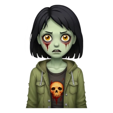 girl zombie with black hair sticker