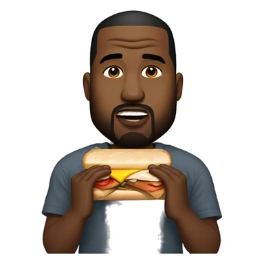 Kanye west eating a sandwiching  sticker
