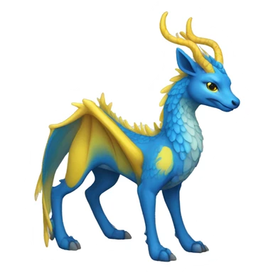 blue dragon deer hybrid with a yellow mane sticker