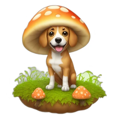 dog in a mushroom field sticker