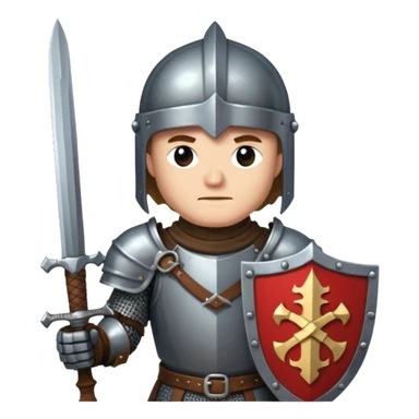 give me medieval knight with a helm, and he has a gauntlet holding a sword. style can be a bit pixelated /8bit sticker