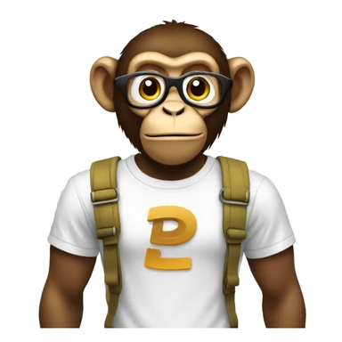a monkey with a white t-shirt that spells 'coder' sticker