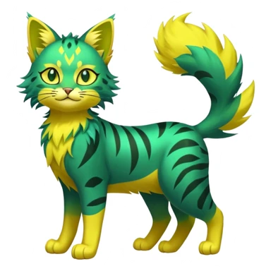 Green-Yellow Electrike-Lucretia-Luxray-Sprigatito-Bobcat-Amaura-Aurorus-Shiny-glorp-cat-fusion (full body) sticker