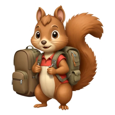 Squirrel with a backpack sticker