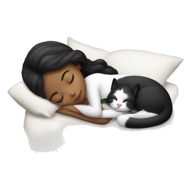 girl sleeping with black and white cat  sticker