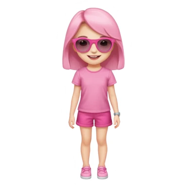 A beautiful asthethic cute girl with full body of clothes pink girly with cute sunglasses sticker
