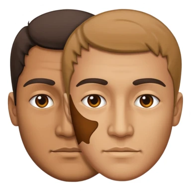 a man with two faces, half of the face looking right, half of the other part looking left sticker