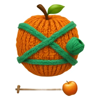 Orange knitting an apple sticker
