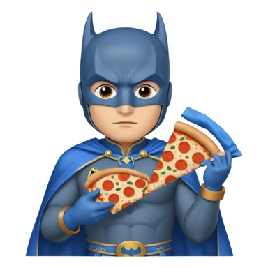 batman, wearing blue ancient chinese custome, with pizza sticker