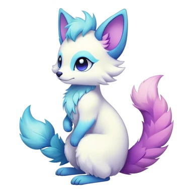 Kawaii bright fantasy ethereal anthro fursona Fakemon with tufted tail  sticker