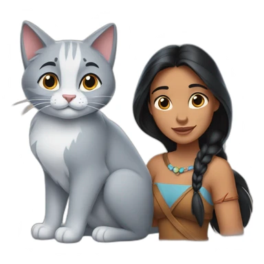 Pocahontas disney with a soft grey cat sticker