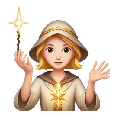 character casting a magic spell with sparkles and magic effects sticker