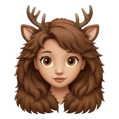 Make a cute girl deer with brown hair and brown eyes sticker
