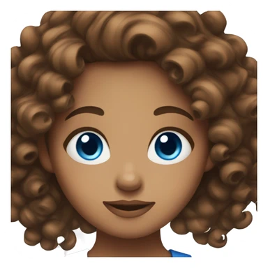 Girl with blue eyes and brown curly hair sticker