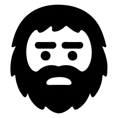 Primitive human face with thick beard and hair sticker