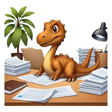 office dinosaur lying on papers sticker