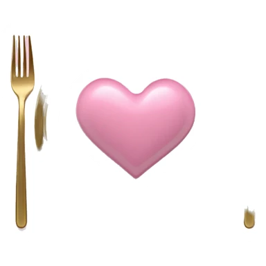 Realistic laying flat empty gold and pink heart charger plate with utensils  sticker