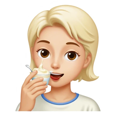 Person eating yoghurt sticker